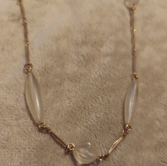 Vintage Gold Tone and White Coventry Necklace 💛 - Picture 2 of 6